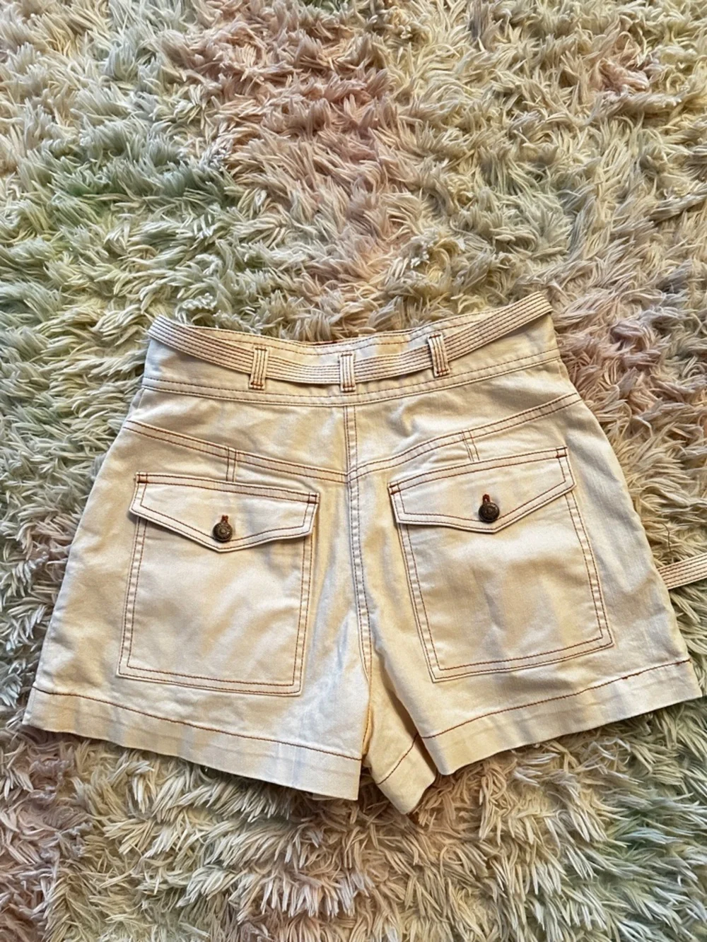 New Ulla Johnson Denim Ivory Belted Shorts Size 2